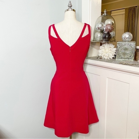 White House Black Market Red Fit & Flare Party Dress 4 Small - Picture 7 of 12